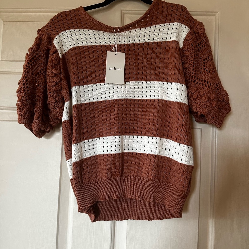 Bohme Brown and White Knit Top